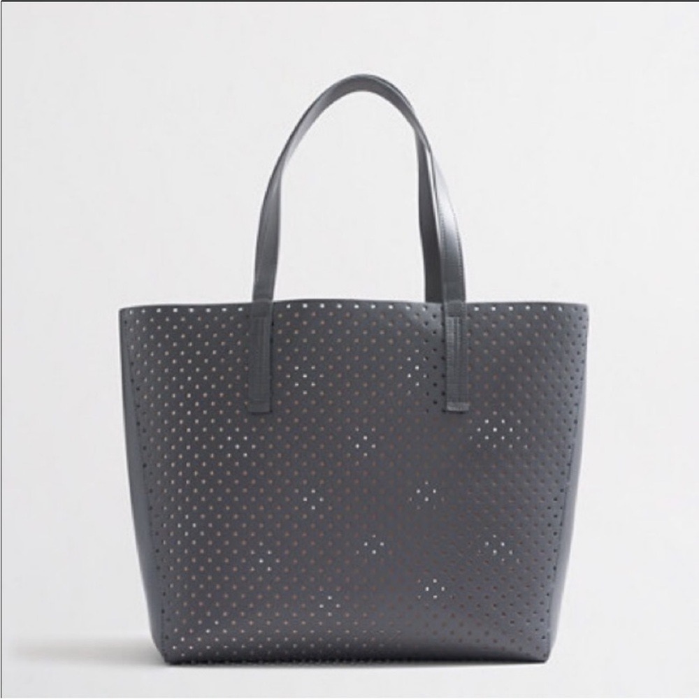 NWT J. Crew Perforated Gray Tote Bag